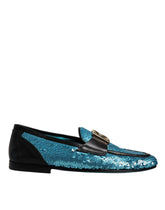 Dolce & Gabbana Blue Sequined Loafers Formal Dress Shoes -   -  Dolce & Gabbana.